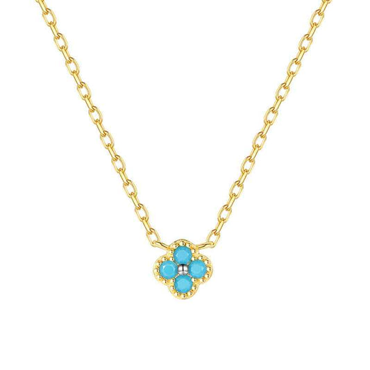 925 Sterling Silver Mini Turquoise Clover Necklace & Bracelet Set – Tiny Clover Luck