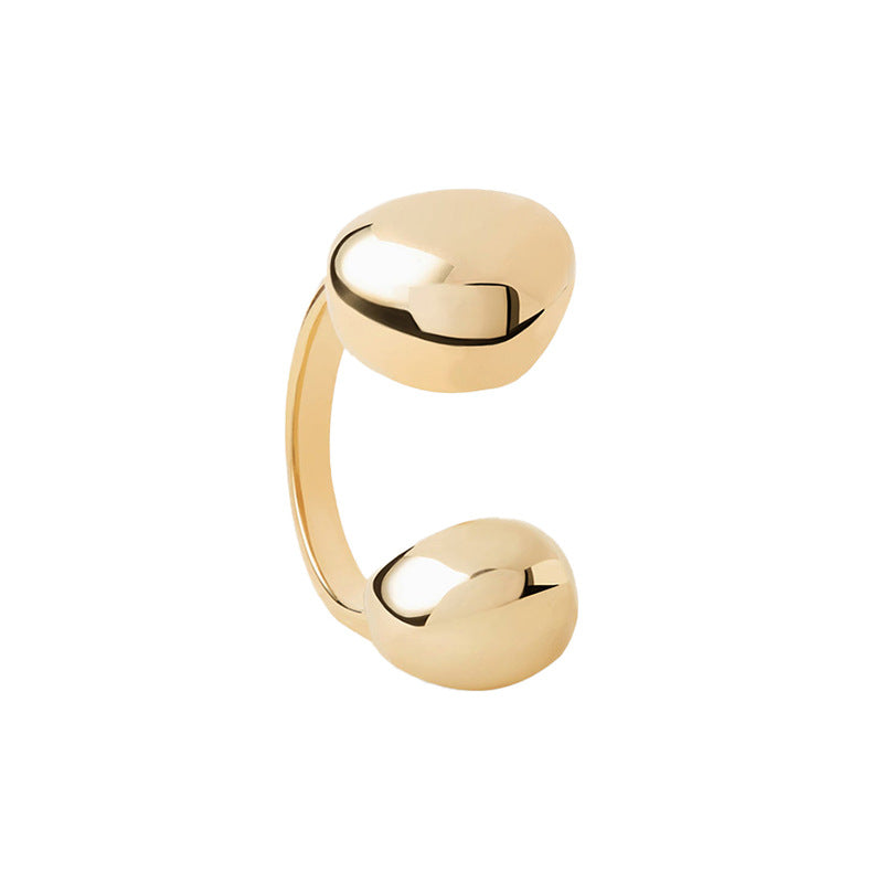“Curved Harmony” S925 Sterling Silver Open Adjustable Asymmetrical Ring
