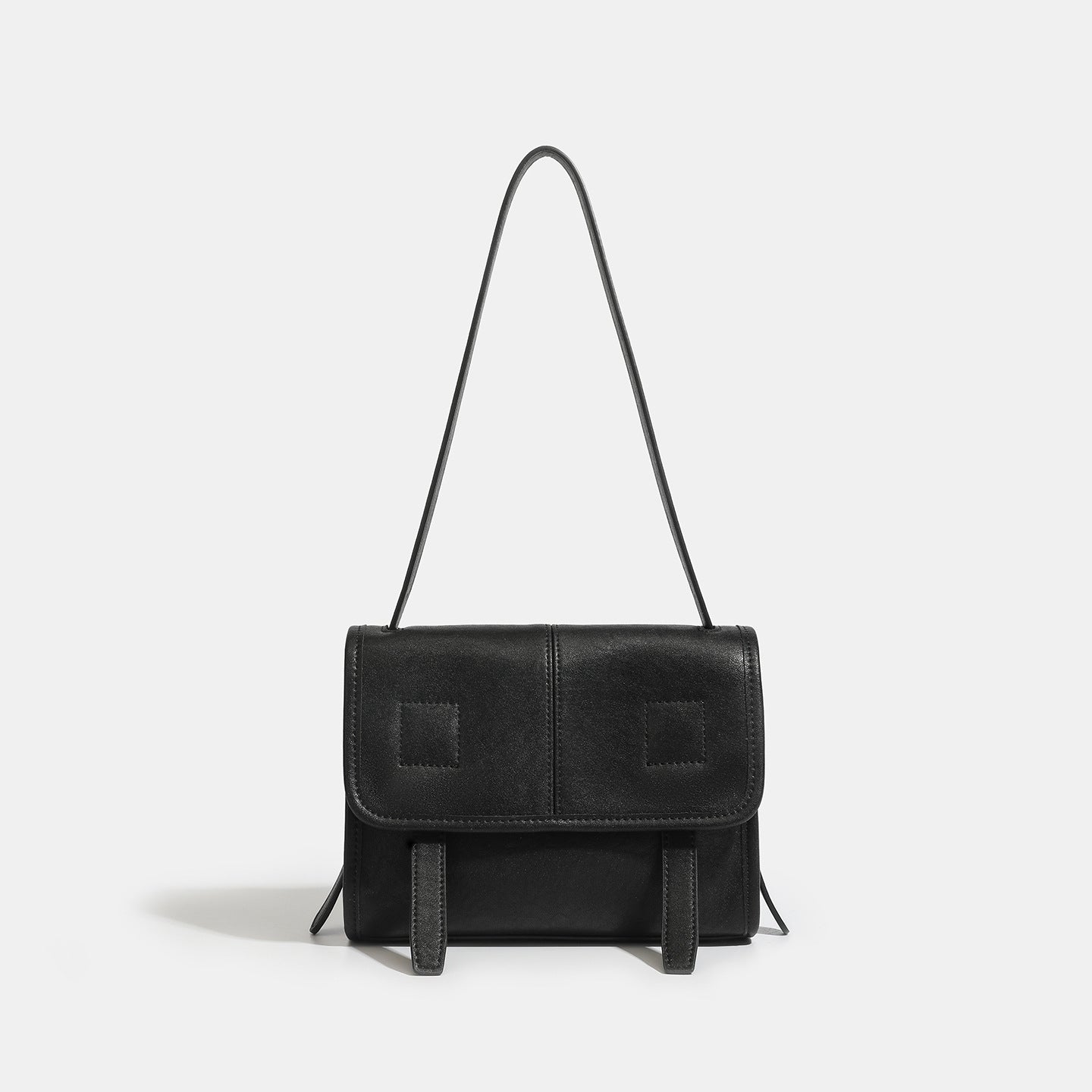 Women's Textured Cowhide Flap Messenger Bag with Dual Straps