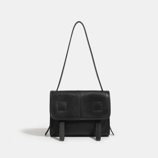 Women's Textured Cowhide Flap Messenger Bag with Dual Straps