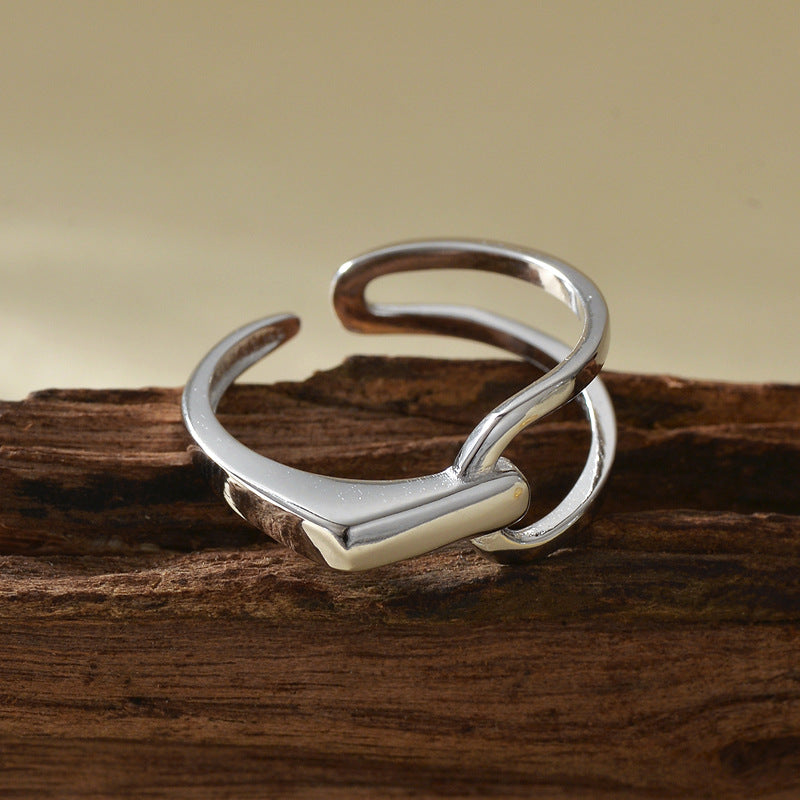 “Line Muse” S925 Sterling Silver Asymmetrical Open Ring