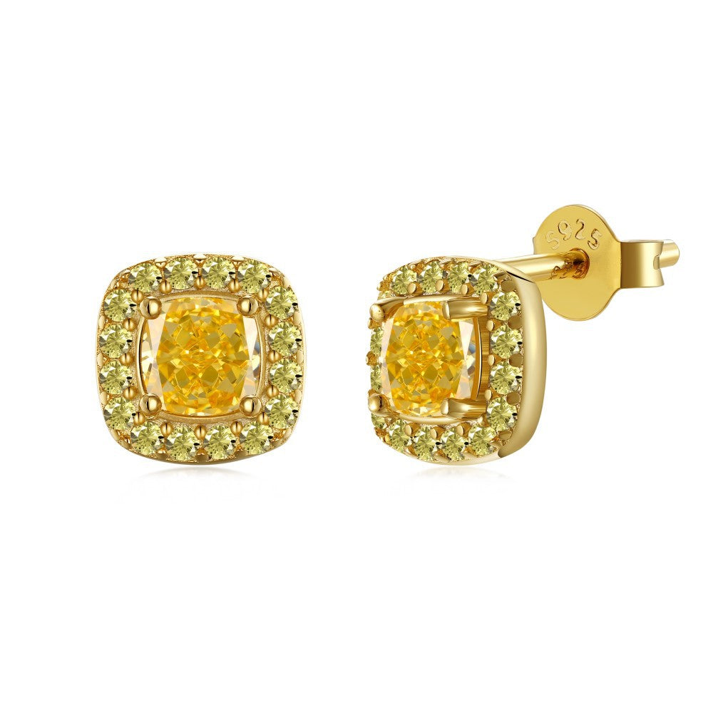 Sugar Éclat S925 Silver Cushion Cut Iced Zircon Jewelry Set