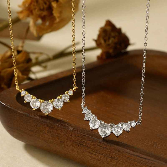 925 Sterling Silver Smiling Radiance Micro Pavé Zircon Necklace