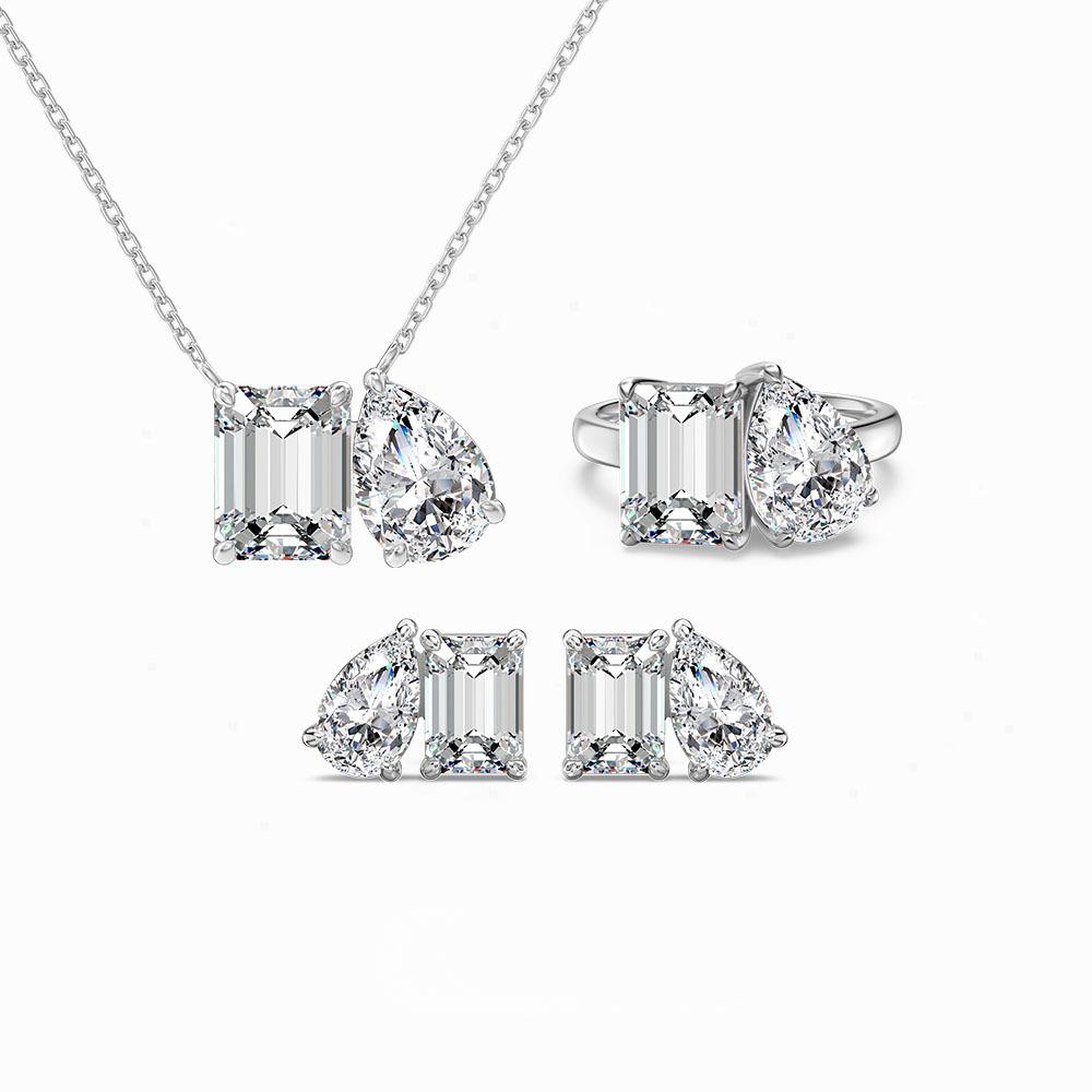 “Emerald Duet” S925 Sterling Silver Double-Stone Jewelry Set