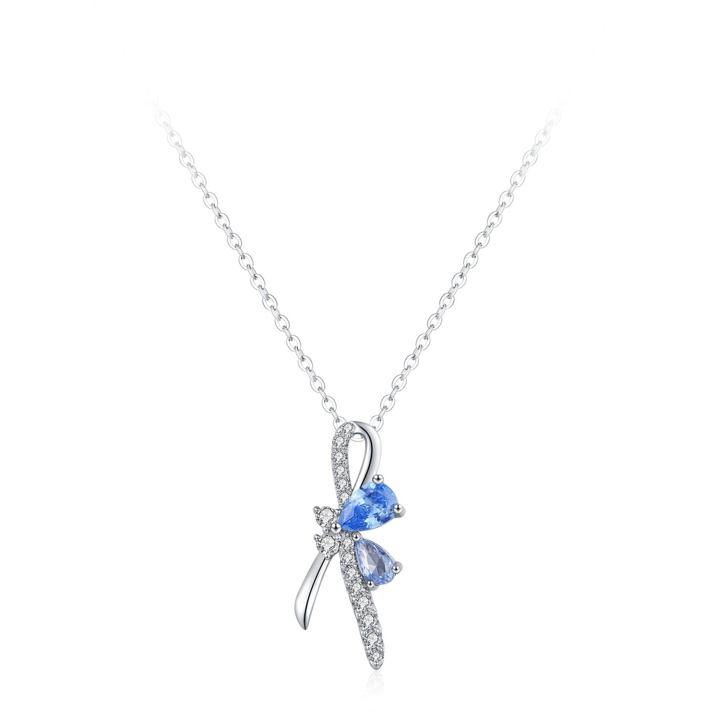 Azure Flutter Butterfly Jewelry Set with Blue Zircon in S925 Sterling Silver