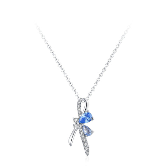 Azure Flutter Butterfly Jewelry Set with Blue Zircon in S925 Sterling Silver