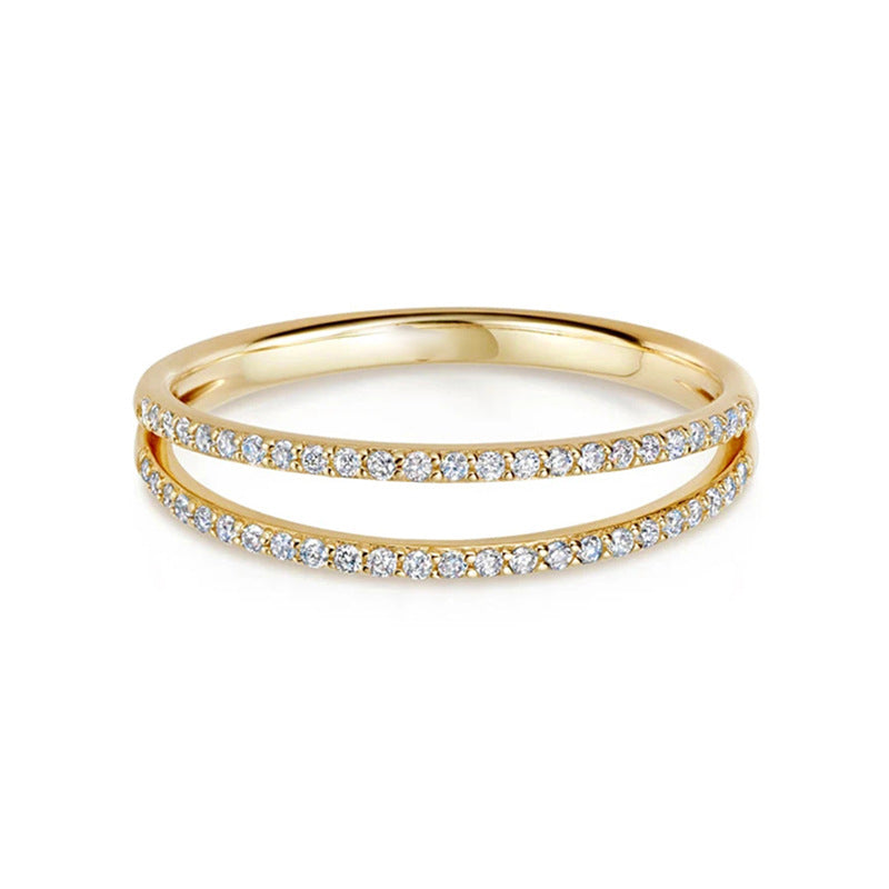 “Double Halo” S925 Sterling Silver Open Adjustable Double-Band Ring