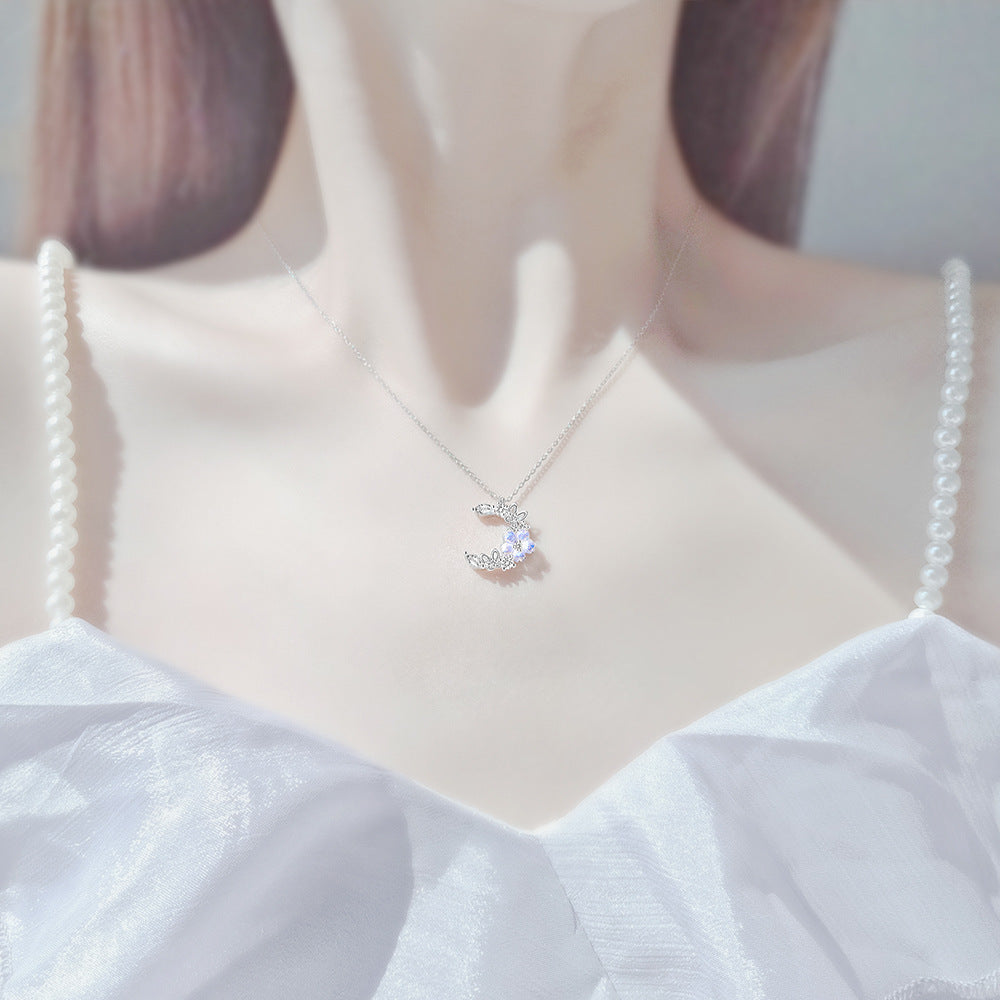 Moon Sakura S925 Silver Cherry Blossom Moon Jewelry Set