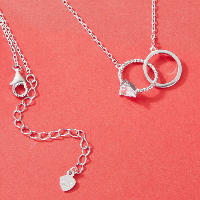 925 Sterling Silver Double Ring Pendant Necklace