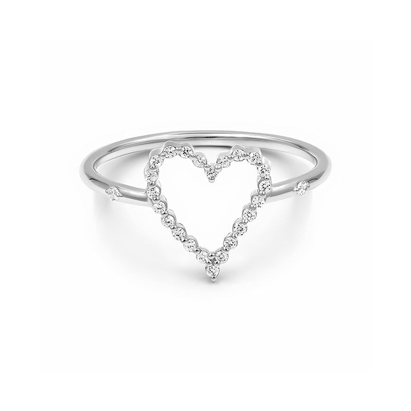 “Heart Halo” S925 Sterling Silver Open Heart Ring