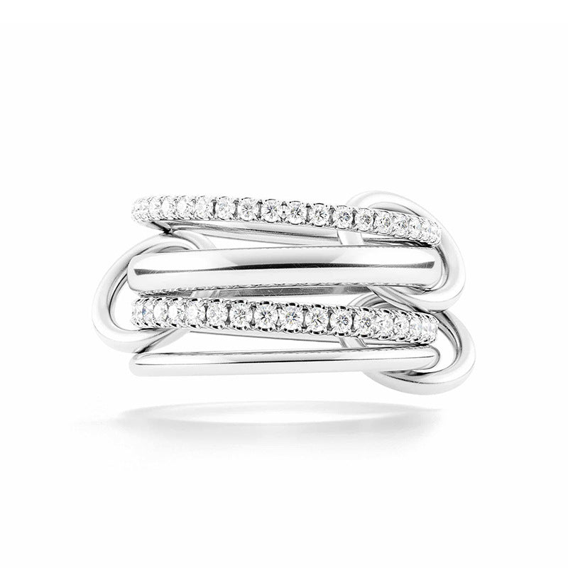 “Quad Halo” S925 Sterling Silver Four-Ring Zircon Band Ring