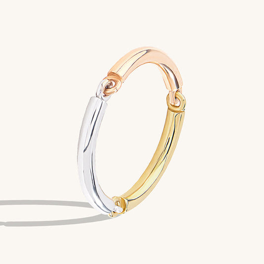 “Tricolor Harmony” S925 Sterling Silver Three-Tone Band Ring