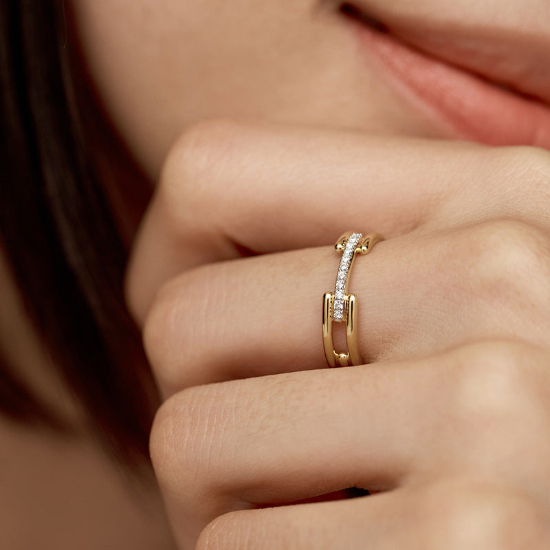 “Lumiere Loop” S925 Sterling Silver Irregular Zircon Ring