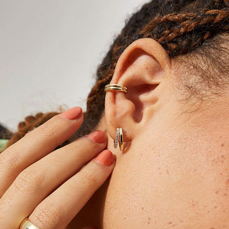 “Double Gleam” S925 Sterling Silver Double-Layer Pavé Hoop Earrings