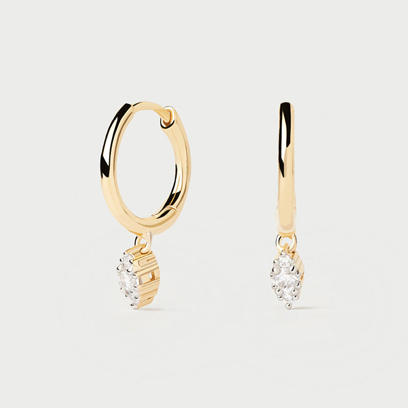 “Sculpted Aura” Geometric Zircon Hoop Earrings