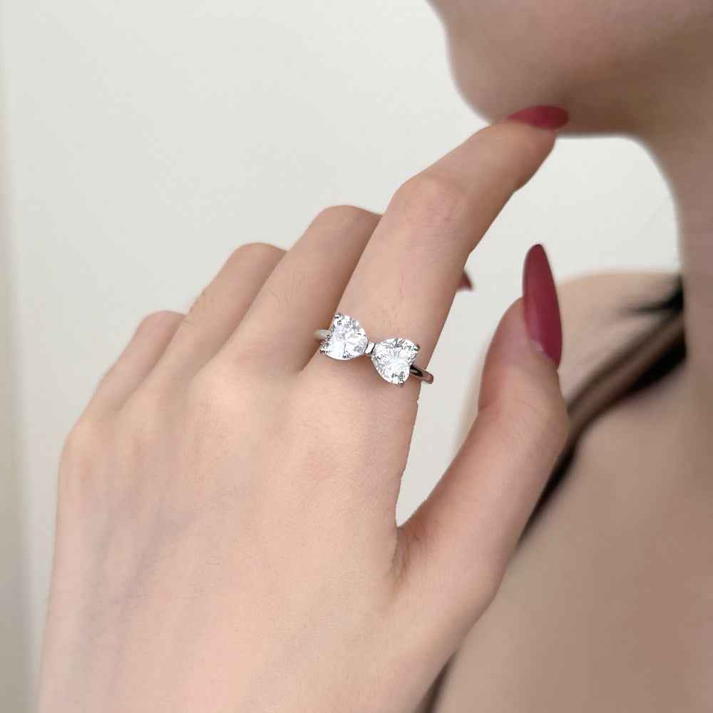 925 Sterling Silver Double Heart Ring – Twin Devotion