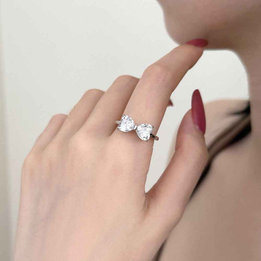 925 Sterling Silver Double Heart Ring – Twin Devotion