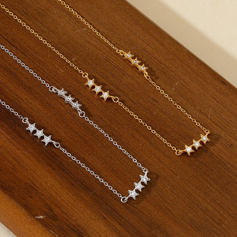 “Celestial Tide” S925 Sterling Silver Geometric Sparkle Necklace