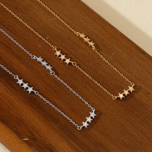 “Celestial Tide” S925 Sterling Silver Geometric Sparkle Necklace