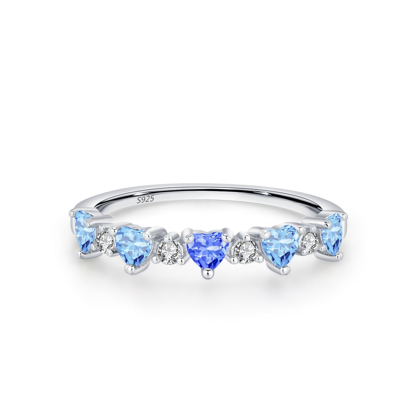 Rainbow Crush Rainbow Heart Zircon Ring in 925 Sterling Silver
