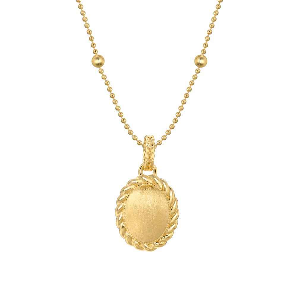 925 Sterling Silver Golden Weave Brushed Oval Necklace & Stud Earring Set