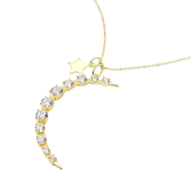 “Celestial Opal” S925 Sterling Silver Opal Star & Moon Necklace