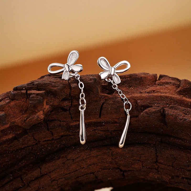 “Butterfly Drop” S925 Sterling Silver Butterfly Dangle Stud Earrings