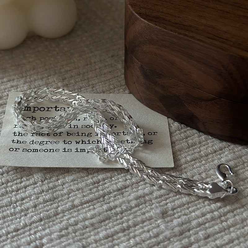 S999 Sterling Silver Lace Geometry Double Strand Bracelet Geometric Diamond Chain