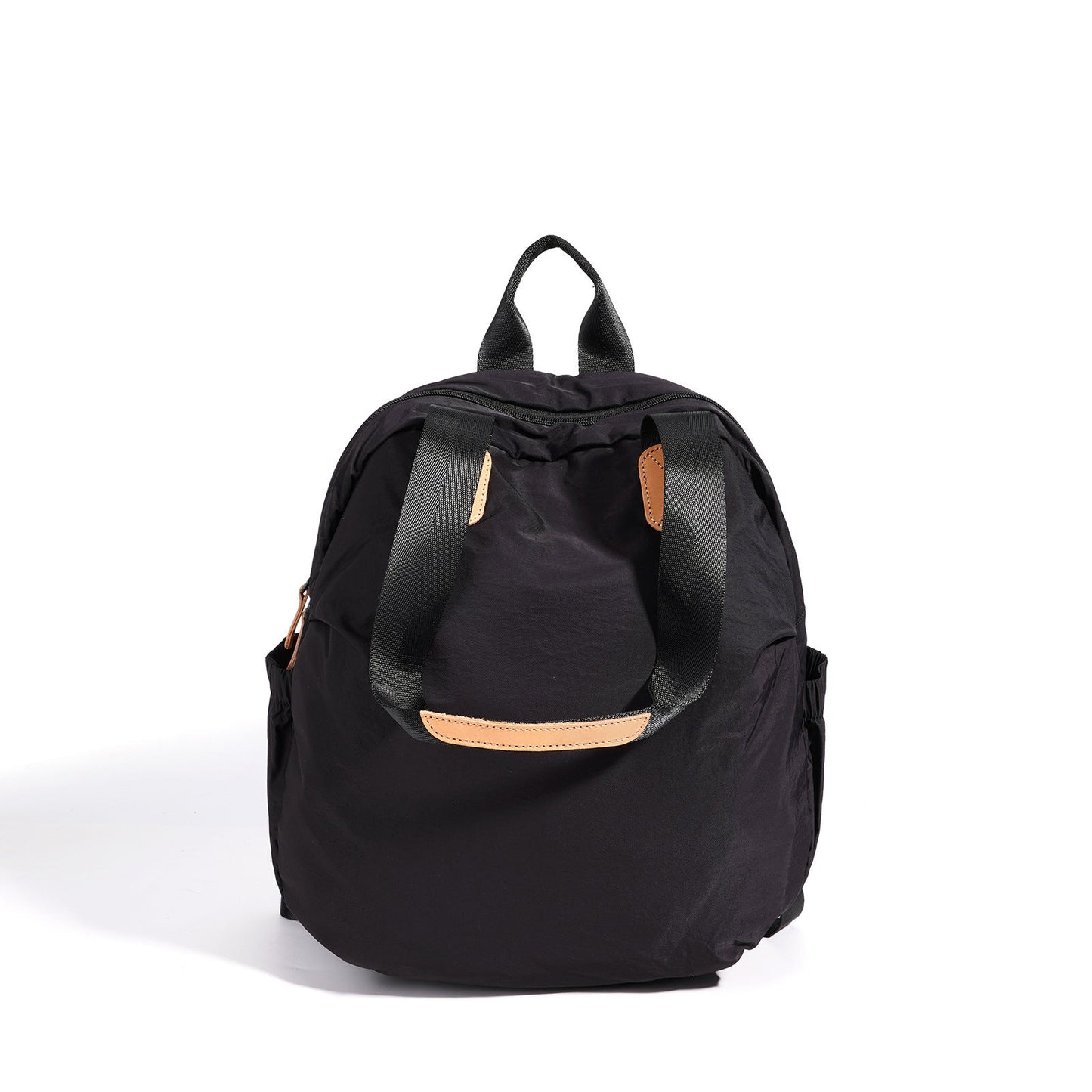 Women's Nylon Convertible Backpack with Genuine Leather Trim