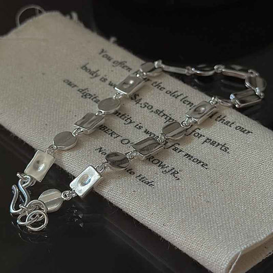 925 Sterling Silver Matte Geometric Link Bracelet – Matte Geometry