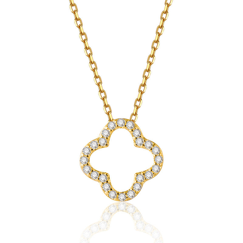“Clover Eclat” S925 Sterling Silver Openwork Four-Leaf Clover Necklace