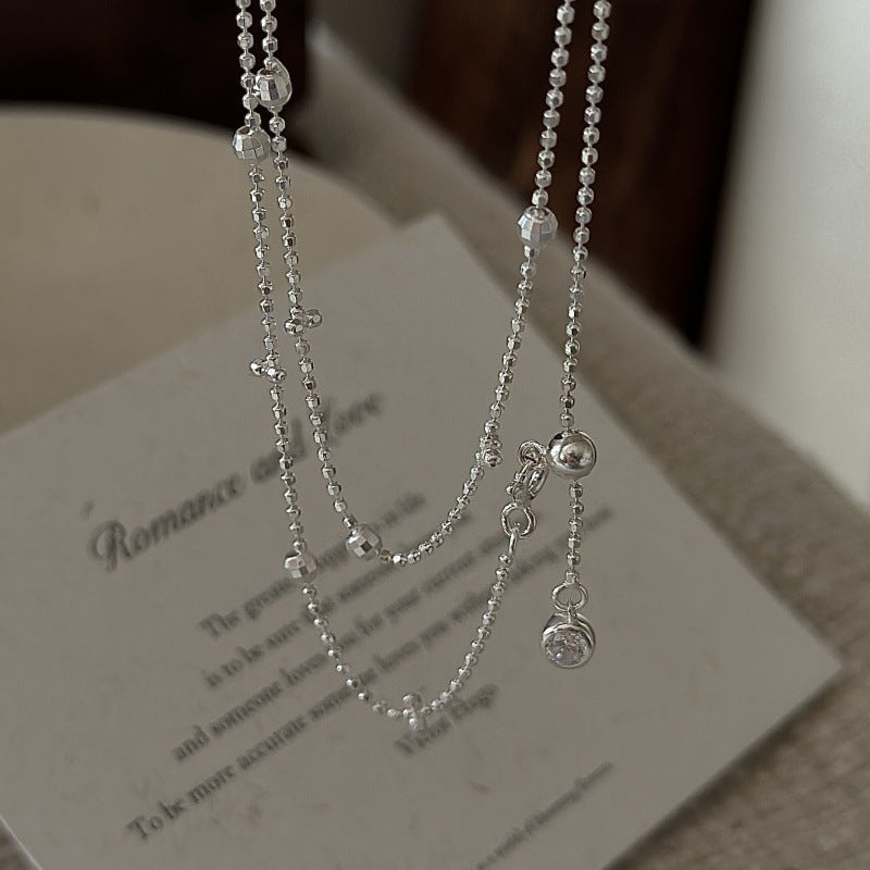 Lumière Layer S925 Sterling Silver Long Layered Bead Necklace