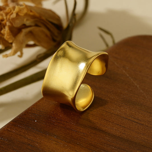“Modern Curve” S925 Sterling Silver Open Adjustable C-Shaped Ring