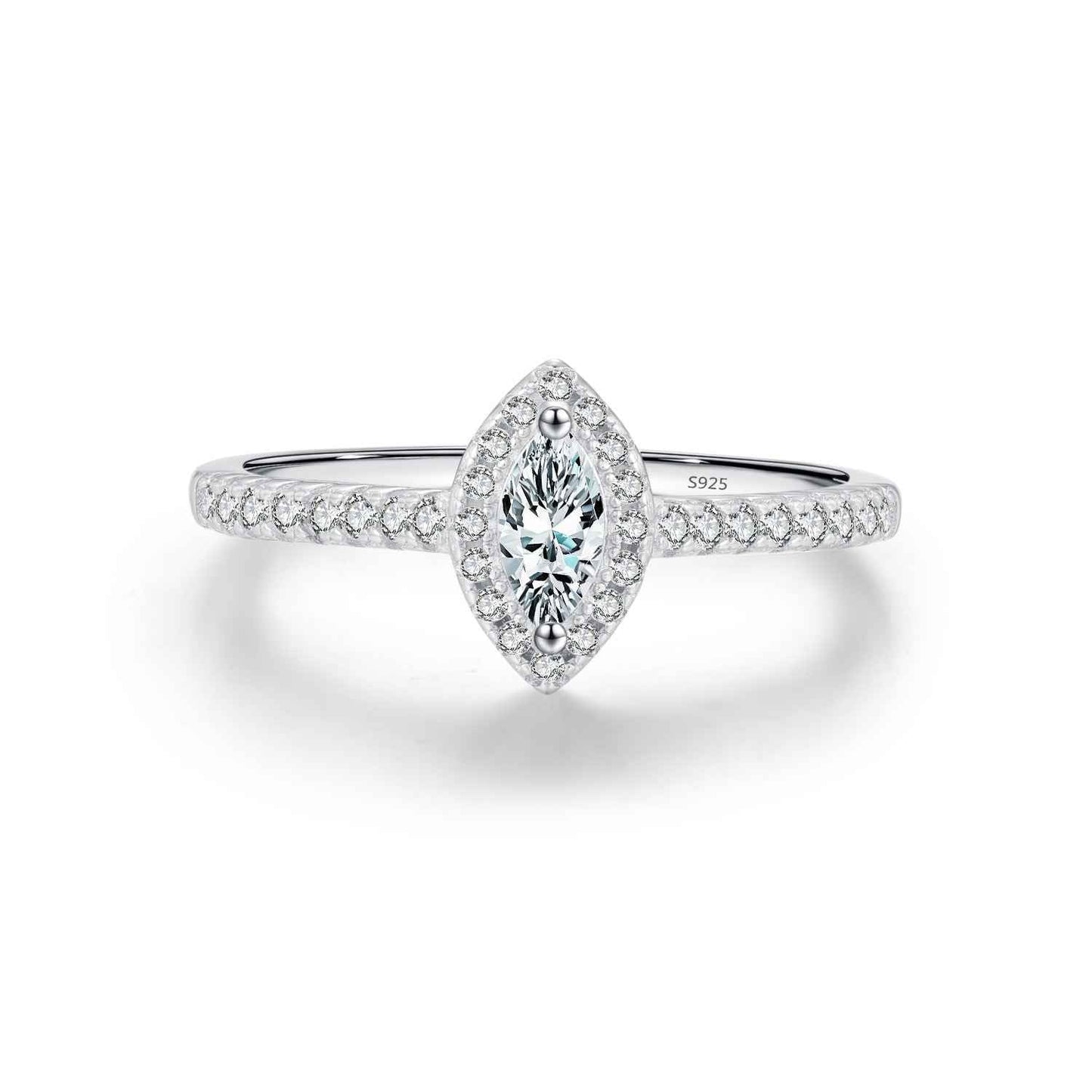 Marquise Halo Pavé Ring 925 Sterling Silver 5A Zircon