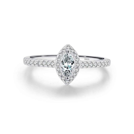 Marquise Halo Pavé Ring 925 Sterling Silver 5A Zircon