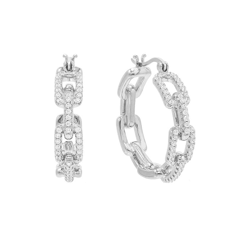 “Interlock Eclat” S925 Sterling Silver Geometric Interlocking Hoop Earrings