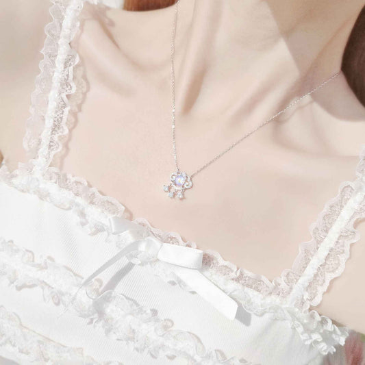 925 Sterling Silver Opalescent Crystal Lock Necklace – Aurora Bless