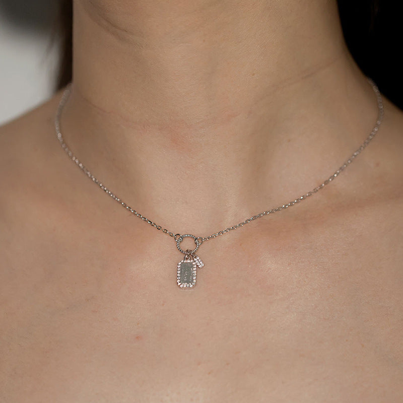 “Ellipse Eclat” S925 Sterling Silver Zircon Oval Necklace