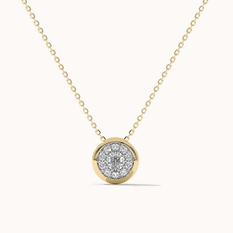 “Circle Lumiere” S925 Sterling Silver Zircon Circle Necklace