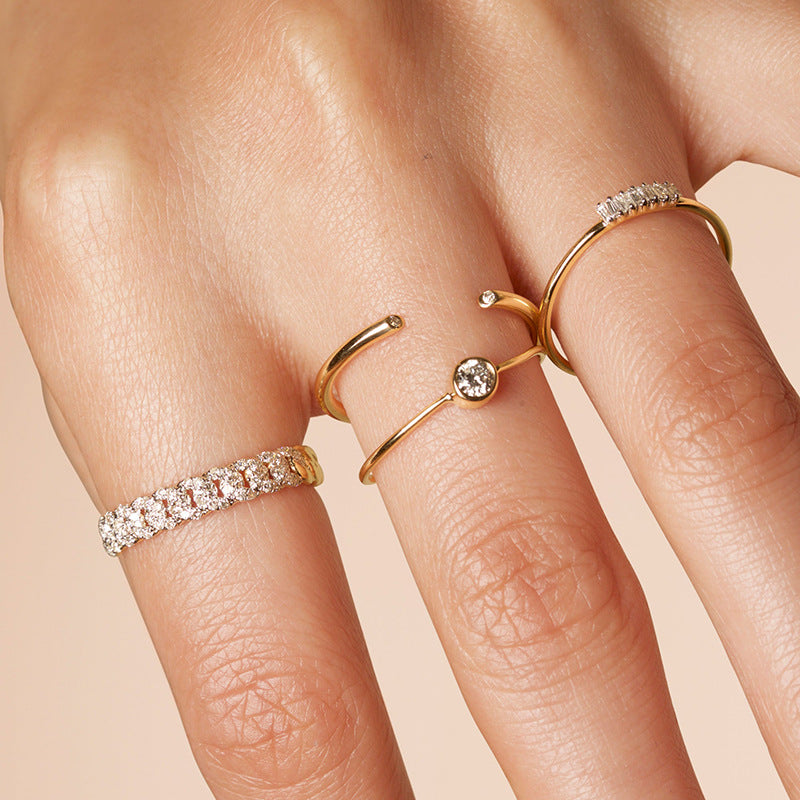 “Twistlight” S925 Sterling Silver Open Adjustable Pave Zircon Ring