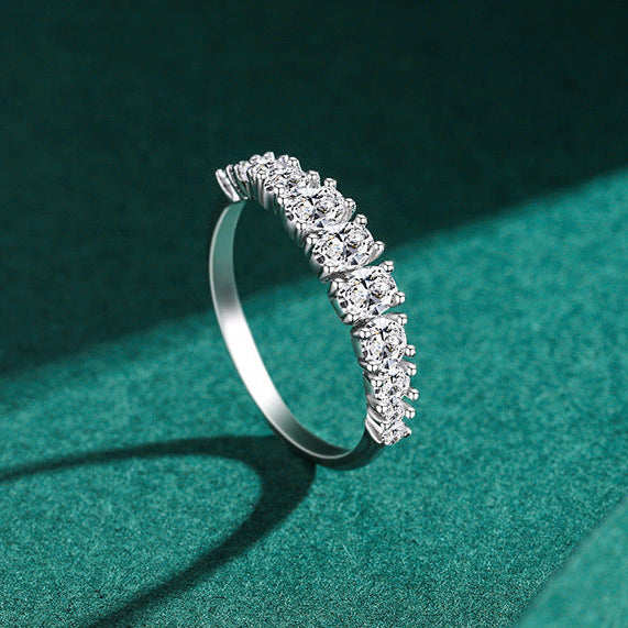 925 Sterling Silver Round Cluster Band Ring