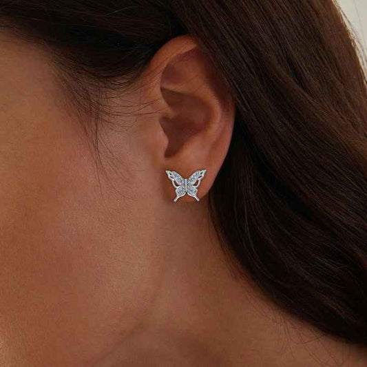 Lunar Flutter Double Butterfly Earrings 925 Sterling Silver