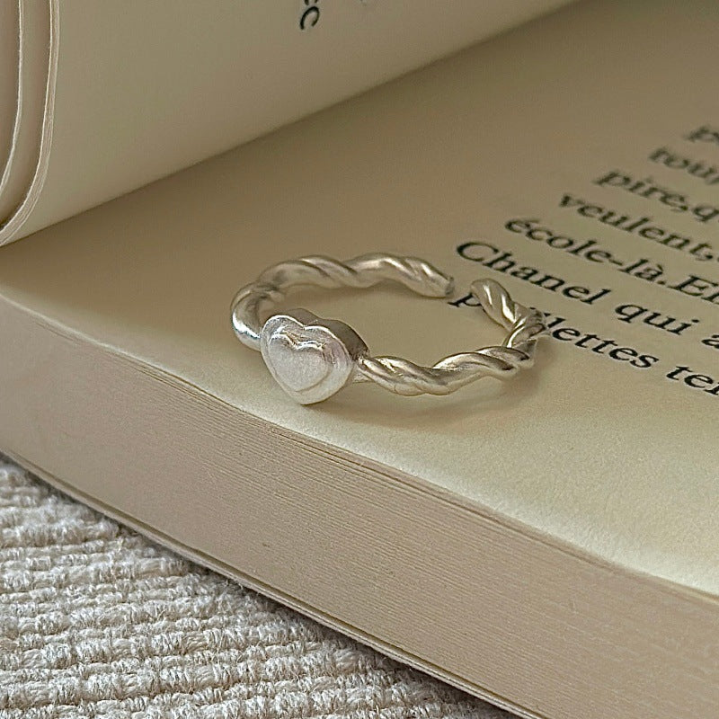 925 Sterling Silver Open Heart Rope Ring – Tender Heart Design