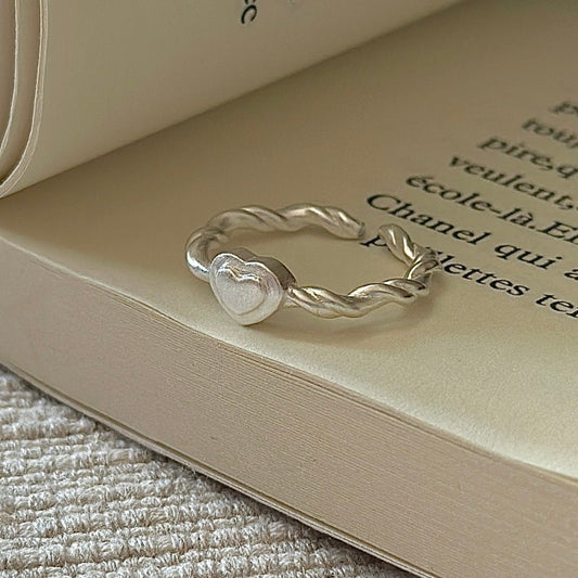 925 Sterling Silver Open Heart Rope Ring – Tender Heart Design