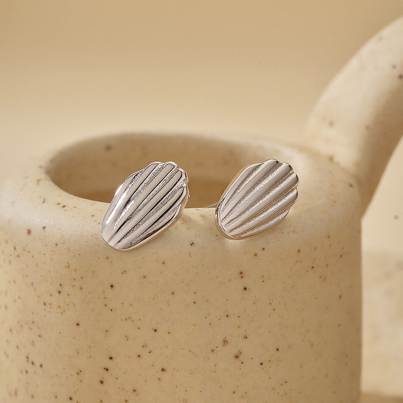 “Shell Muse” S925 Sterling Silver Shell-Texture Stud Earrings