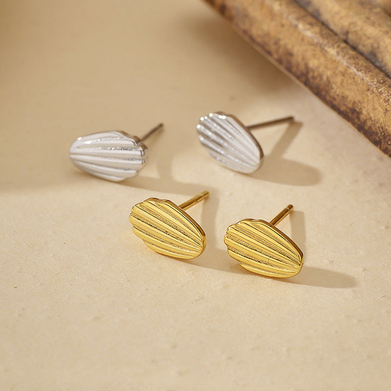 “Shell Muse” S925 Sterling Silver Shell-Texture Stud Earrings