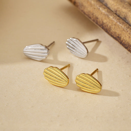 “Shell Muse” S925 Sterling Silver Shell-Texture Stud Earrings