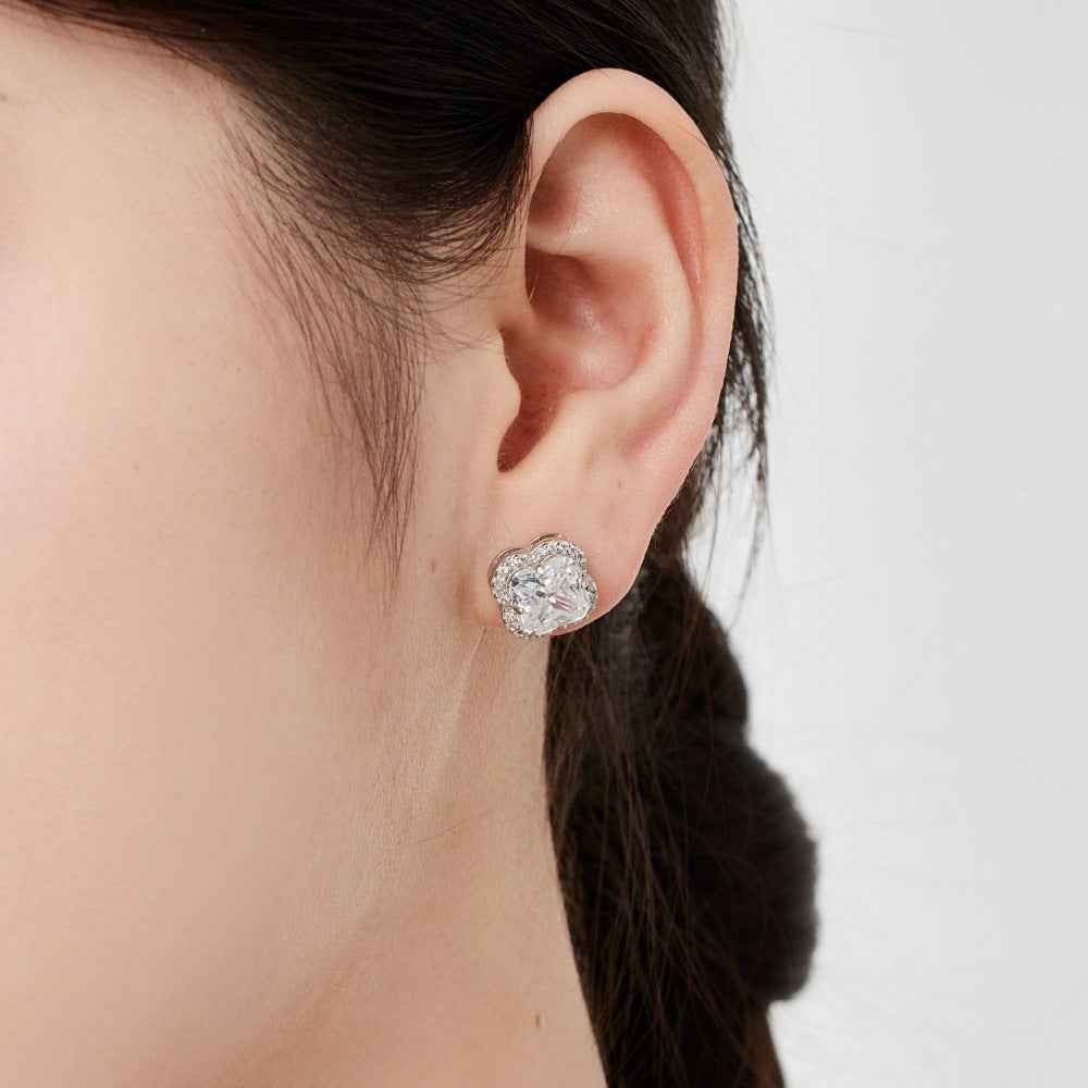 Clover Brilliance Pavé Clover Jewelry Set with Zircon in S925 Sterling Silver