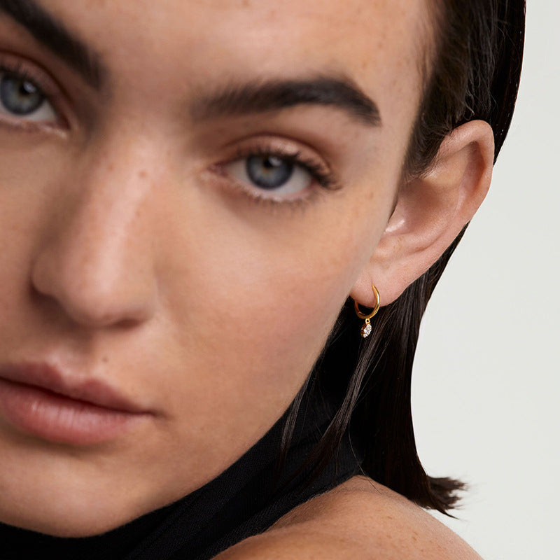 “Sculpted Aura” Geometric Zircon Hoop Earrings