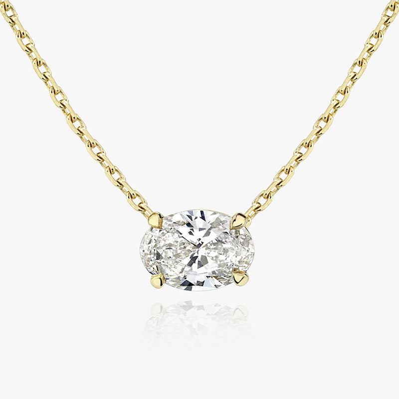 “Oval Gleam” S925 Sterling Silver Geometric Oval Zircon Necklace